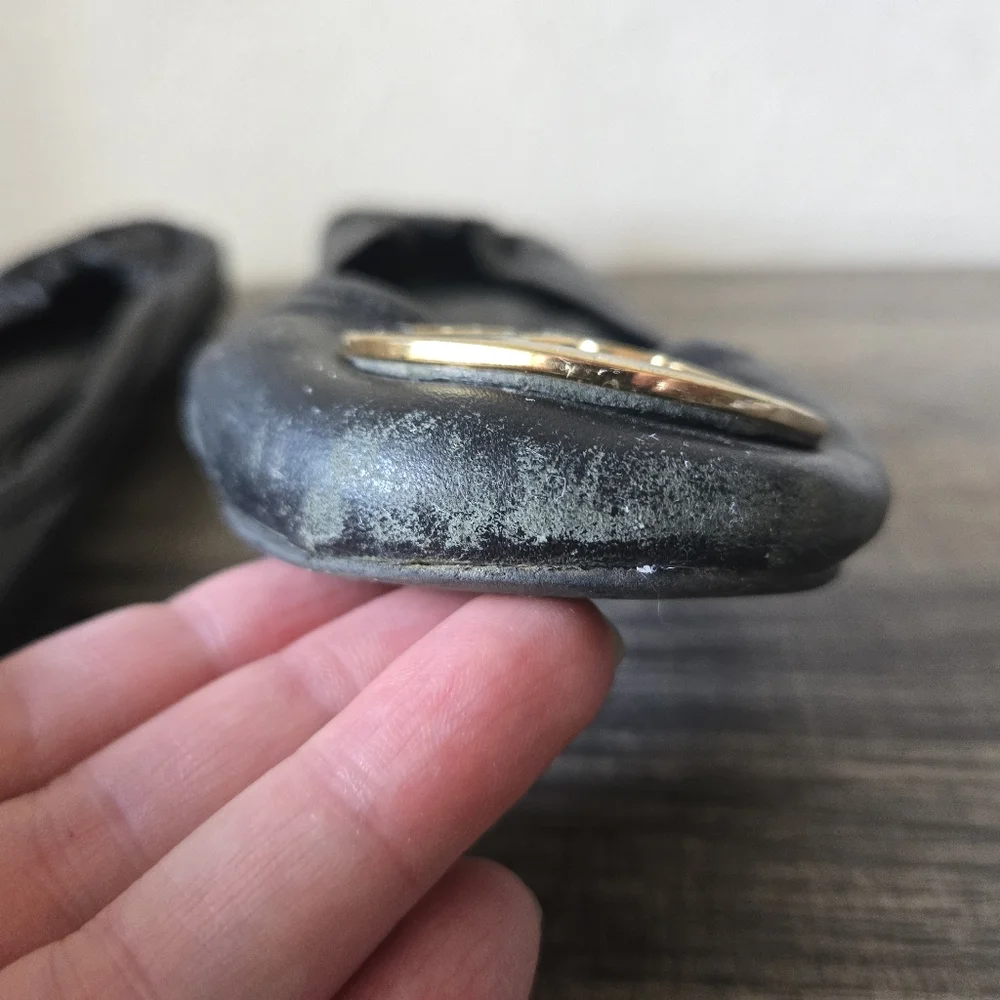 Tory Burch Black Leather Ballet Flats, Size 9M - Picture 6 of 16